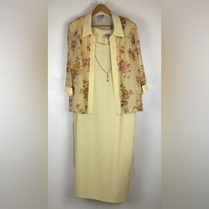 NWT Vintage R&M Richards Woman Butter Yellow 2Pc CottageCore Dress 20W